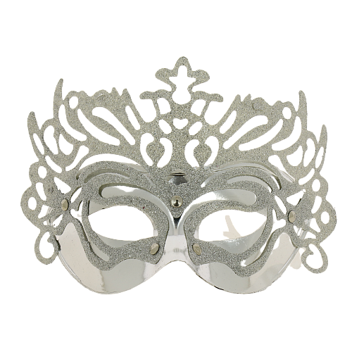 Маскарадная маска Серебряная королева из пластика (полипропилен) с лентой для крепления на голове / 19,5х14х10см арт.80603 000000000001191310
