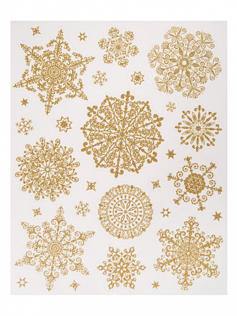 Оконное украшение Золотые колючие снежинки из ПВХ пленки (крепится посредством статического эффекта) с раскраской на картонной подло 000000000001191186