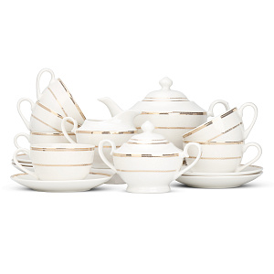 Сервиз чайный 15 предметов Анжелика с золотом фарфор 000000000001219765