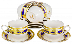 Набор кофейный фарфор 12 шт 6чашек120мл/6блюдец подарочная упаковка Эстелла 123-16030 000000000001197884