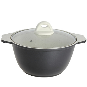 Кастрюля 3л KUKMARA Палитра стеклянная крышка антипригарное покрытие черный алюминий 000000000001121239