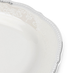 Блюдо овальное 30см Stephanie с перламутром серебро фарфор 000000000001219800