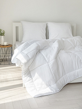 Одеяло 2-спальное 170x205см DE'NASTIA теплое всесезонное релакс эффект белый полиэстер 000000000001219101