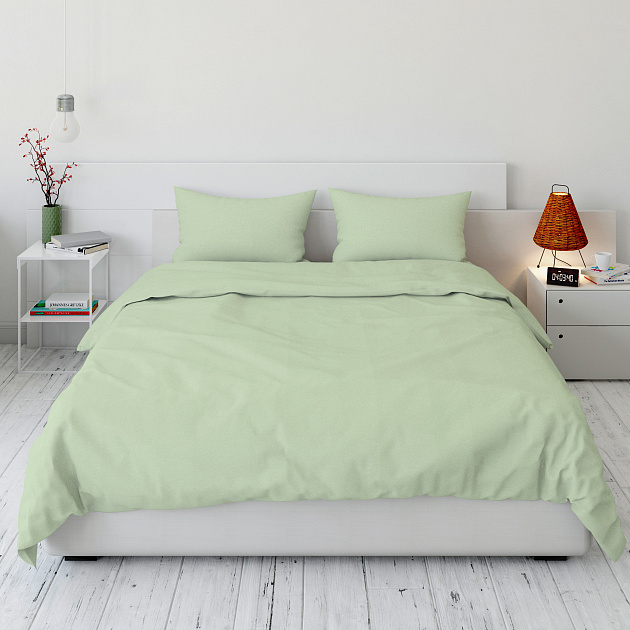 Комплект постельного белья Евро LUCKY (пододеяльник, наволочки 50х70см-2шт) светло-зеленый поплин хлопок 100% 000000000001213675