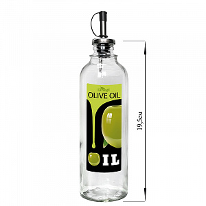 Бутылка для масла/соусов 330мл LARANGE OLIVE OIL цилиндрическая с металлическим дозатором черно-зеленая стекло 000000000001212503