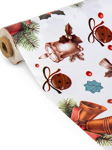 Клеенка столовая 1,37х20м новый год отрезная белый ПВХ/полиэстер 000000000001224577