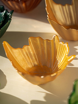 Ваза-конфетница 17см EFE GLASS Цветок металлик золото стекло 000000000001213533