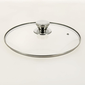 Крышка 28см TIMA круглая НЖС ручка металлический обод стекло 000000000001200710