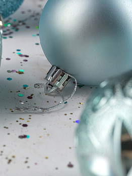 Набор украшений декоративных 9шт голубой пластик (шар матовый 6см-2шт, шар с блестками 6см-2шт, шар с рисунком 6см-5шт) 000000000001208296