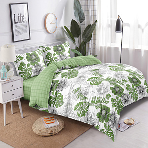 Комплект постельного белья 2-спальный LUCKY Buenas noches Tropic Пододеяльник на молнии175х215см простыня 215х240см наволочка 70х70см-2шт сатин хлопок¶ 000000000001212490