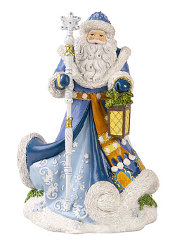 Новогодняя фигурка Дедушка Мороз Синий с Посохом из полирезины / 26x17x15см арт.80311 000000000001191212