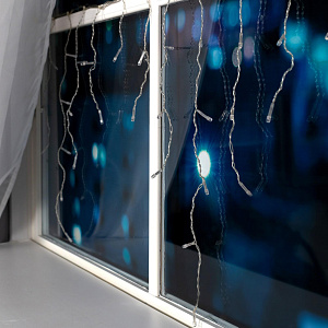 Гирлянда-Бахрома 3м 80LED LUAZON LIGHTING IP20 8 режимов 220В прозрачная нить свечение белое 000000000001207980