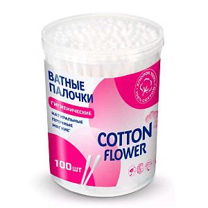 Ватные палочки 100шт COTTON FLOWER ПЭ еврослот хлопок 000000000001216725