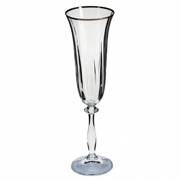Набор бокалов для шампанского 6шт 190мл BOHEMIA CRISTAL Анжела с оптикой отводка платиной стекло 000000000001008680