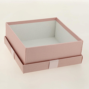 Коробка 17x17x7см подарочная с бантом розовый/розовая лента 000000000001205114