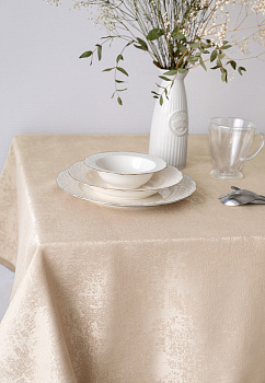 Скатерть 140x200см DE'NASTIA эффект потертости молочный жаккард полиэстер 000000000001211733