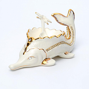 Икорница с ложкой фарфор 250мм Осетр подарочная упаковка  HOME ART Balsford 147-31044 000000000001197940