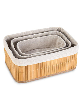 Набор корзинок для мелочей 3шт(30х20х12см,26х16х10см,22х12х8см) прямоугольный натуральный бамбук 000000000001227432