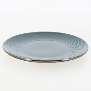 Тарелка десертная 19,7см LUCKY Точки металлическая кайма плоская зеленый керамика 000000000001211251