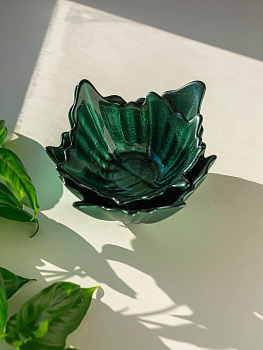 Ваза-конфетница 14см EFE GLASS Цветок металлик зеленый стекло 000000000001213536