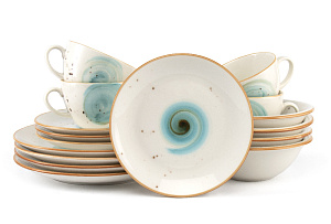 Набор столовой посуды 16 предметов TULU PORSELEN Galaxy milky/mint фарфор Набор столовой посуды 16 предметов TULU PORSELEN Galaxy milky/mint фарфор 000000000001216219