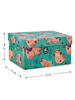 Коробка подарочная 21х17х11см РУТАУПАК КАПИБАРА прямоугольник зеленый 000000000001226848