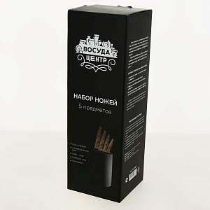 Набор ножей 4шт ПОСУДА ЦЕНТР (шеф нож,хлебный нож,универсальный нож,слайсер,подставка), нержавеющая сталь, PC05183 000000000001196209