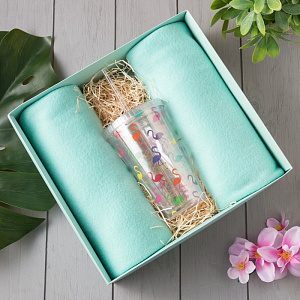 Подарочный набор LoveLife "Фламинго" (плед 150х130см + стакан) 4785068 000000000001200182