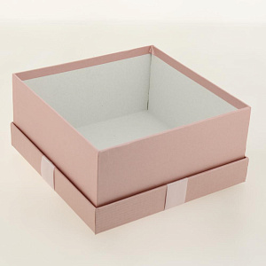 Коробка 19x19x9см подарочная с бантом розовый/розовая лента 000000000001205112