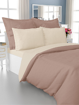 Пододеяльник 145x210см DE'NASTIA 2сторонний молочный/светло-коричневый 100%хб сатин C010818 000000000001204344