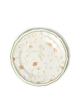 Тарелка десертная 21см DE'NASTIA Provence цветочный принт зеленая кайма фарфор 000000000001231310