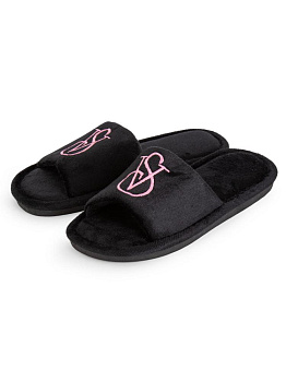 Тапочки домашние 40-41 женские VS открытые черный полиэстер/ПВХ 000000000001228832