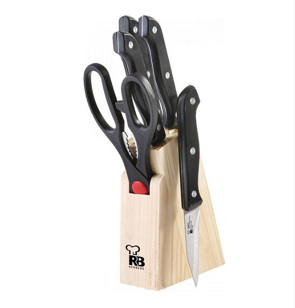 Набор ножей 6 предметов в деревянной подставке Renberg RB-8810 000000000001187389