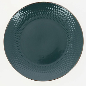 Тарелка десертная 19,7см LUCKY Точки металлическая кайма плоская зеленый керамика 000000000001211251