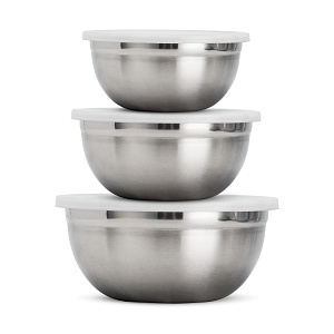 Набор мисок 3шт 600мл/900мл/1,2л 14/16/18см с крышками нержавеющая сталь 000000000001219280