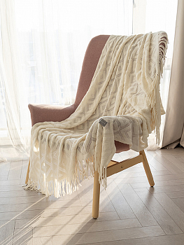 Плед 130х170см DE'NASTIA Ethno молочный акрил 000000000001226084