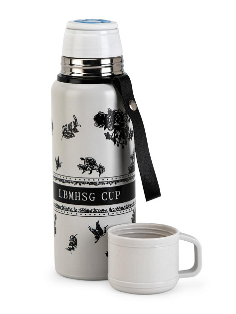 Термос 600мл ST с клапаном цветы белый нержавеющая сталь 000000000001229292