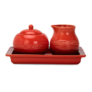 Набор сахарница 280мл/молочник 250мл MATISSA с подставкой красный керамика 000000000001224551