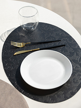 Салфетка сервировочная 45х32см LUCKY овал черный искусственная кожа ПВХ 000000000001214125