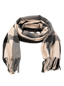 Палантин 70х180см клетка бежевый полиэстер 000000000001229219