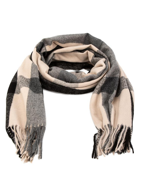 Палантин 70х180см клетка бежевый полиэстер 000000000001229219