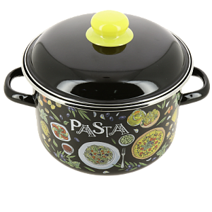 Кастрюля 4л СТАЛЬЭМАЛЬ Pasta глубокая цилиндрическая форма черный эмалированная сталь 000000000001206227