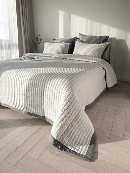 Покрывало 150x205см DE'NASTIA Structure строчка серый полиэстер 000000000001228403