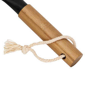 Совок с щеткой для уборки мусора 30х23х7см LUCKY бамбуковая ручка черный пластик 000000000001221886