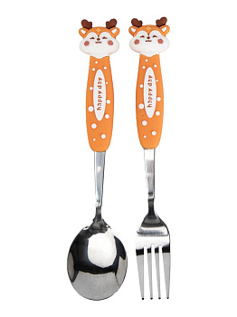 Набор столовых приборов 2 предмета (ложка столовая 18см, вилка столовая 18см) в футляре в ассортименте нержавеющая сталь/полипропилен 000000000001229435