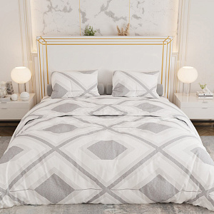 Комплект постельного белья 2,0сп LUCKY (пододеяльник 175х215см, простыня 200х220см, наволочки 70х70см-2шт) Ромб поплин хлопок 000000000001212747