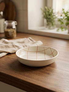 Тарелка суповая 20см 630мл DE'NASTIA lattice коричневый керамика 000000000001231347