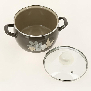 Кастрюля 7,9л METROT Осенняя соната стеклянная крышка эмаль 000000000001202119