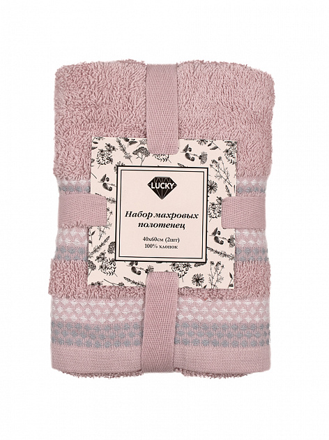 Набор махровых полотенец LUCKY 450gsm 40x60 (2шт) 100% Хлопок розовый/молочный D100029 000000000001191110