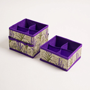 Набор органайзеров для косметики 2шт 15x15x12см РУТАУПАК ЛАВАНДА ткань 000000000001211990
